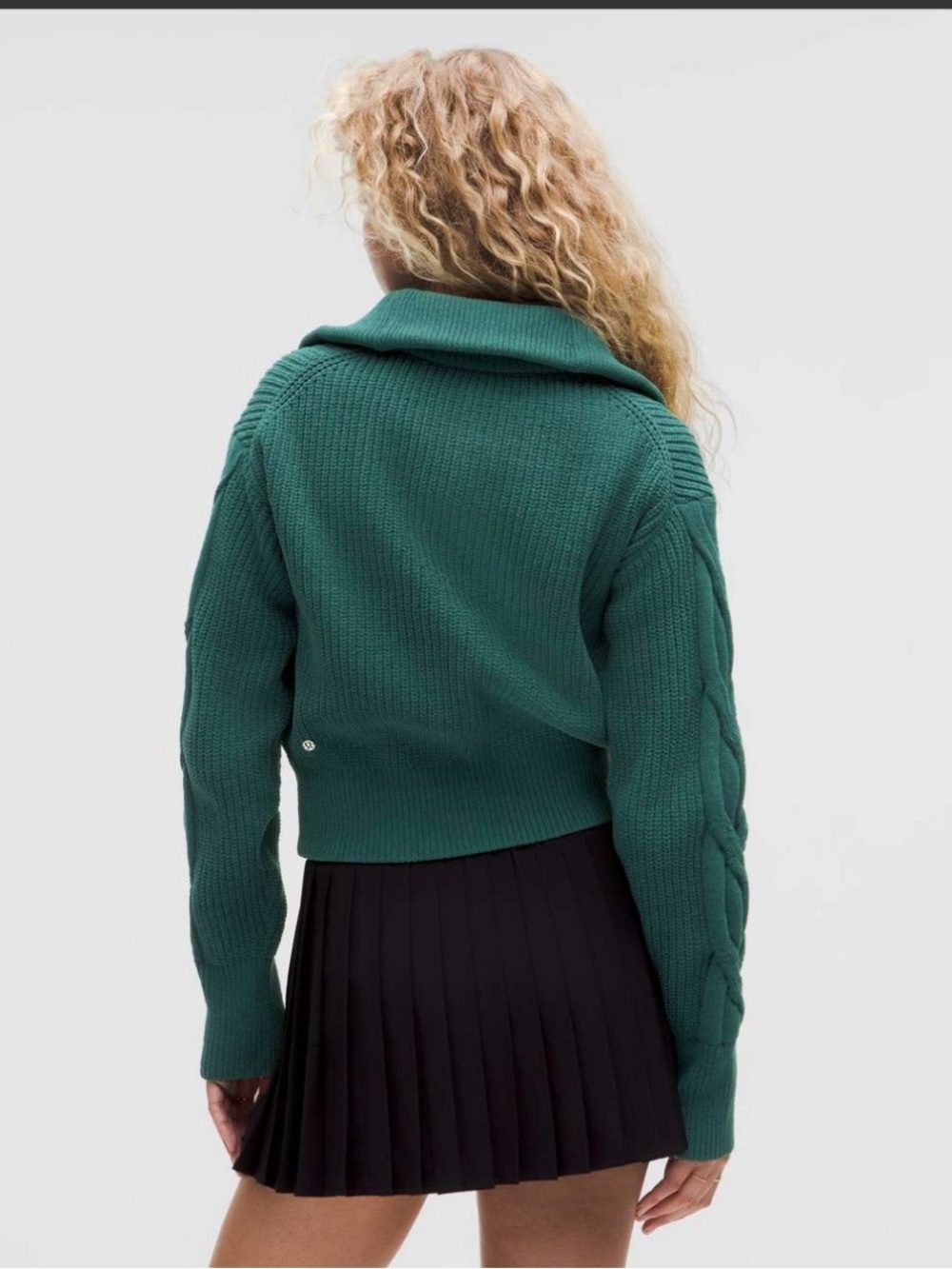 Lululemon Cable Knit Oversized Half Zip Sweater Storm Teal W3HR0S - Picture 5 of 5